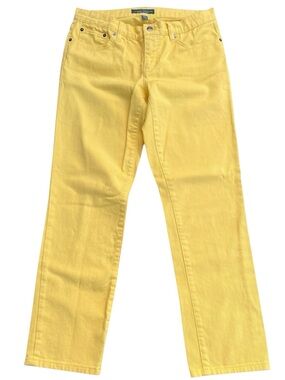 LRL Lauren Jeans Co. Banana Yellow Cotton Modern Straight Ankle Jeans (8)
